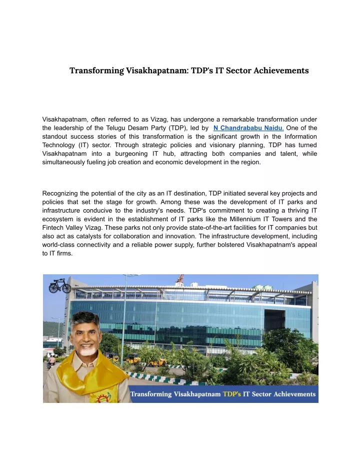 transforming visakhapatnam tdp s it sector