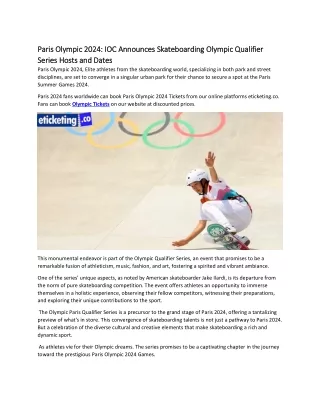 Paris Olympic 2024: IOC Announces Skateboarding Olympic Qualifier Series Hosts a