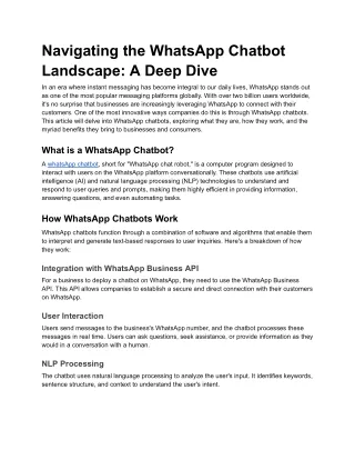 Navigating the WhatsApp Chatbot Landscape_ A Deep Dive