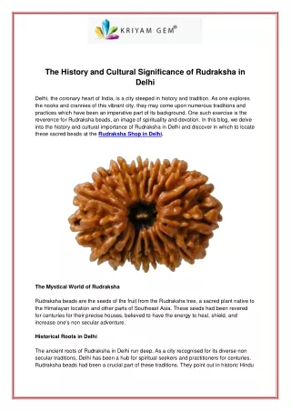 The History and Cultural Significance of Rudraksha in Delhi