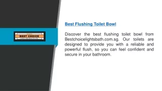 Best Flushing Toilet Bowl | Bestchoicelightsbath.com.sg