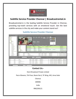 Subtitle Service Provider Chennai Broadcastrental.in