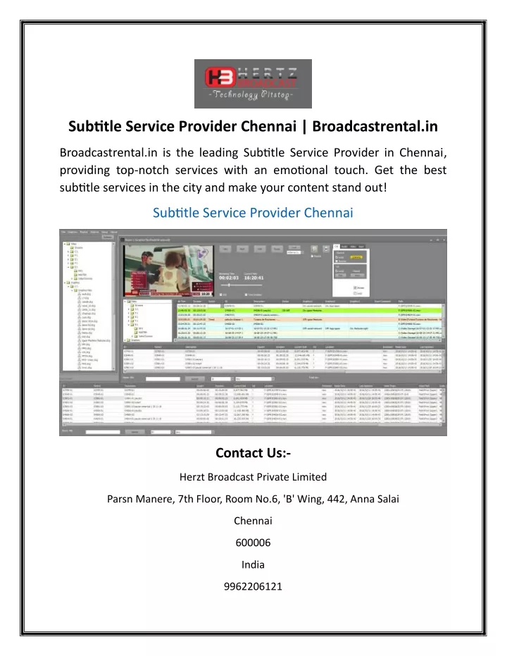 subtitle service provider chennai broadcastrental