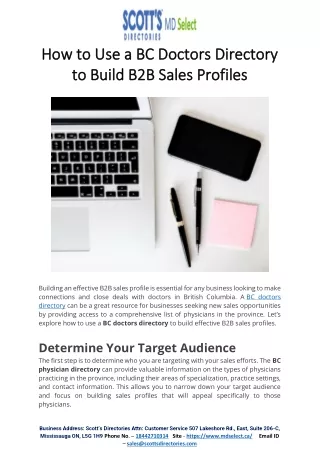 How to Use a BC Doctors Directory to Build B2B Sales Profiles