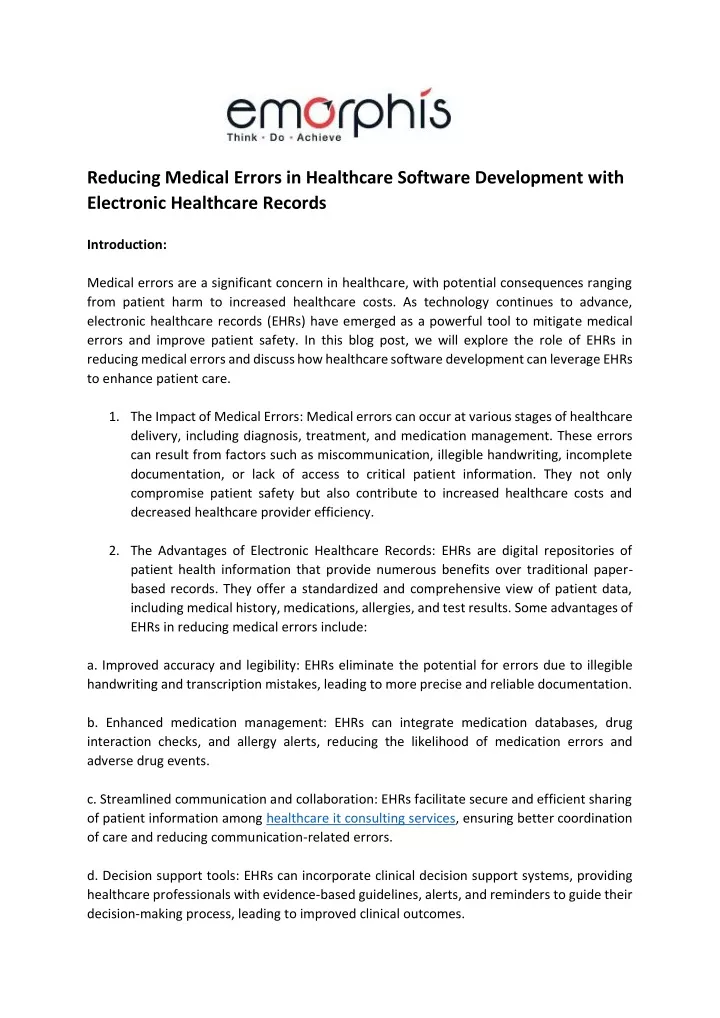 reducing medical errors in healthcare software