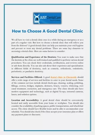 How to Choose A Good Dental Clinic