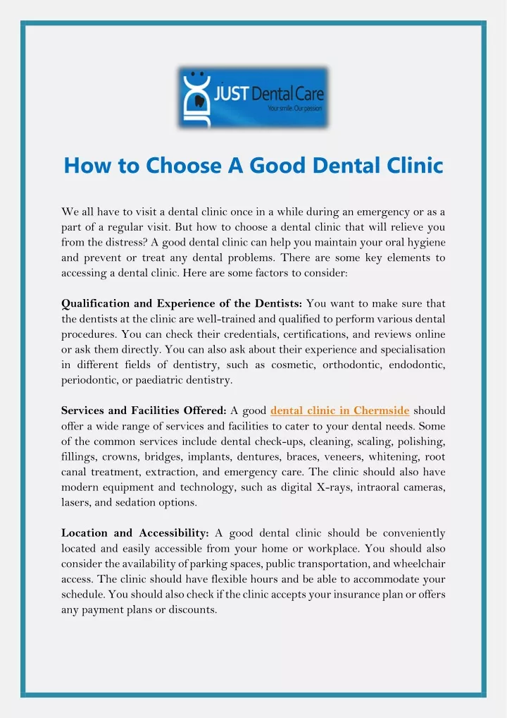 how to choose a good dental clinic
