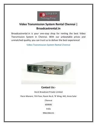 Video Transmission System Rental Chennai Broadcastrental.in