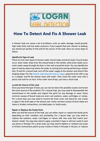 How To Detect And Fix A Shower Leak