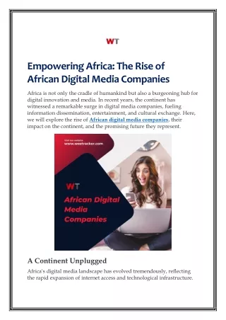 Empowering Africa: The Rise of African Digital Media Companies