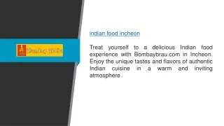 Indian Food Incheon Bombaybrau.com