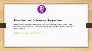 Indian Smm panel for Instagram  Big-panel.com