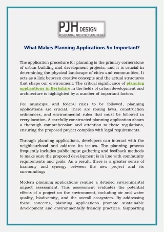 What Makes Planning Applications So Important
