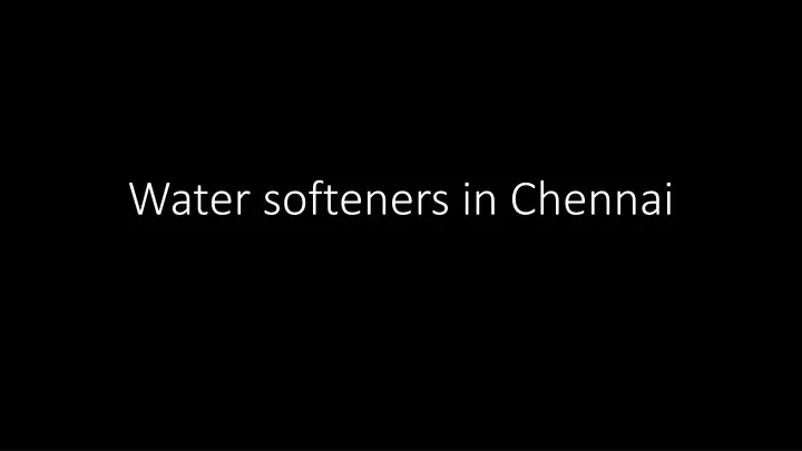 water softeners in chennai