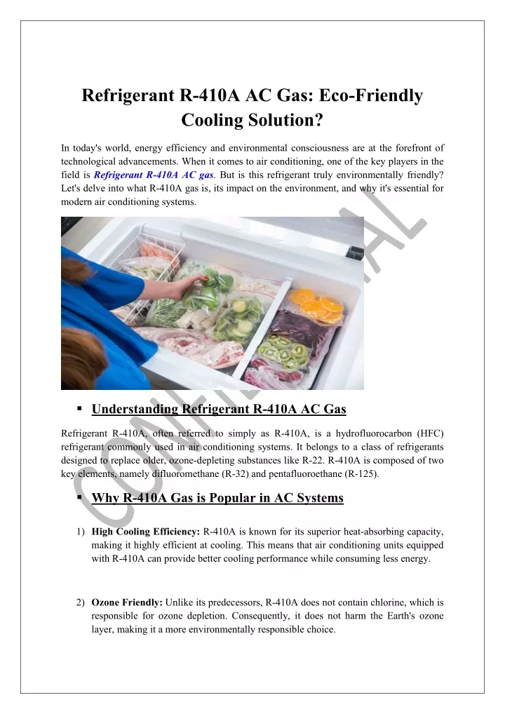 refrigerant r 410a ac gas eco friendly cooling