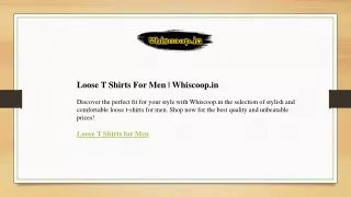 Loose T Shirts For Men  Whiscoop.in