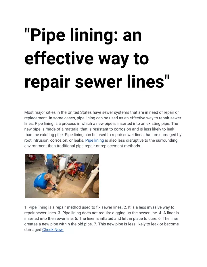 pipe lining an effective way to repair sewer lines