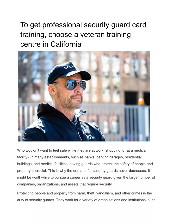 to get professional security guard card training