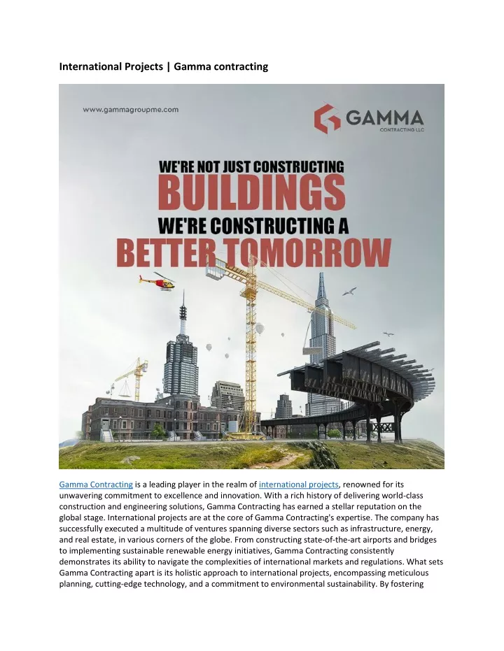 international projects gamma contracting