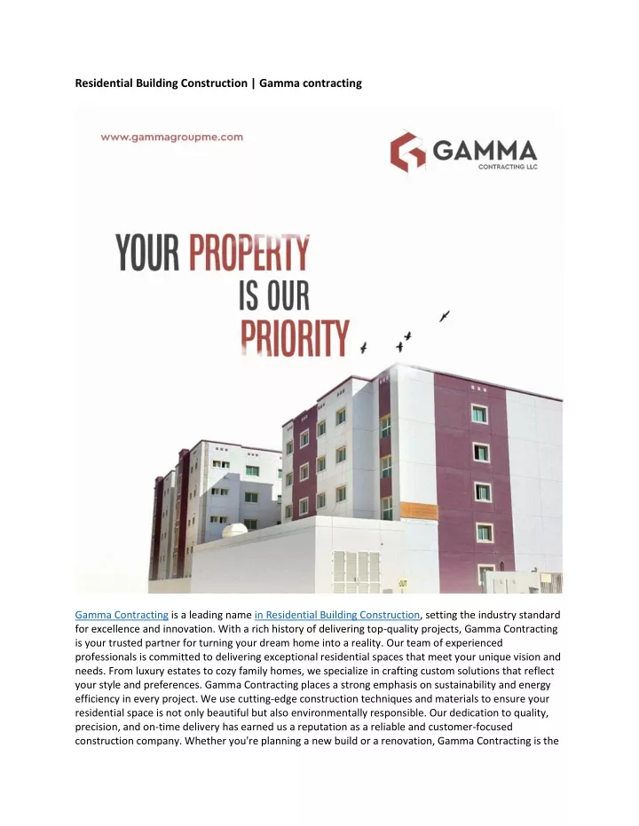 residential building construction gamma