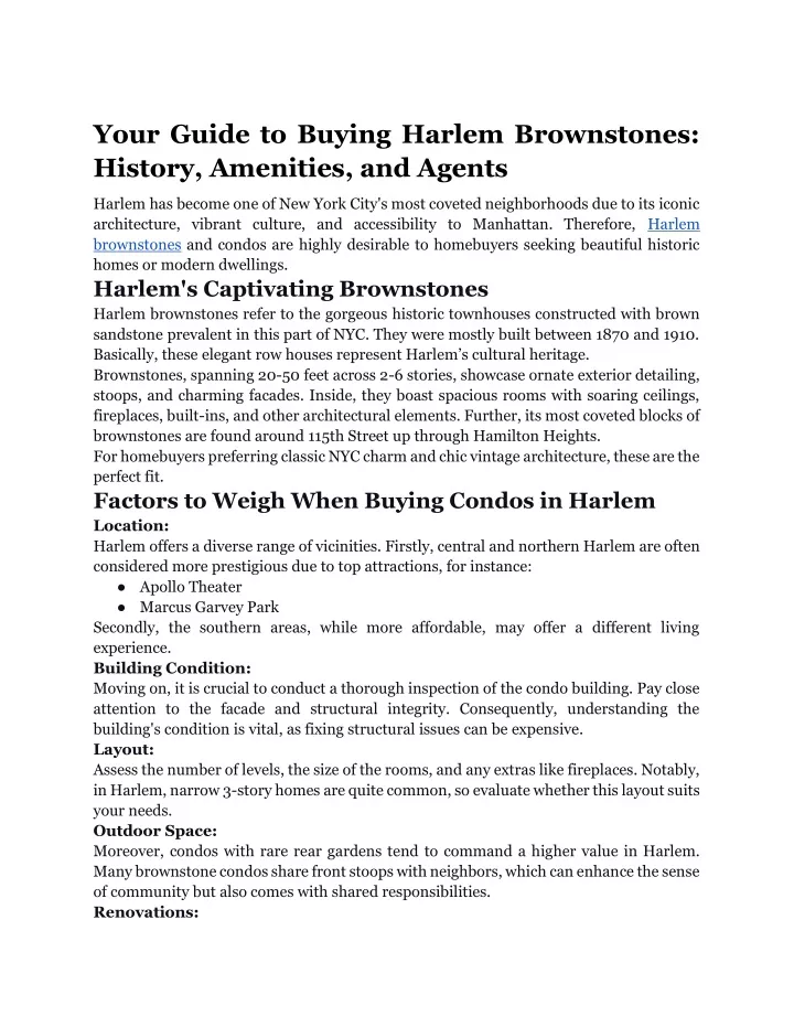 your guide to buying harlem brownstones history