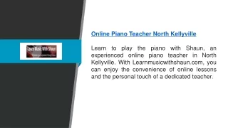 Online Piano Teacher North Kellyville | Learnmusicwithshaun.com