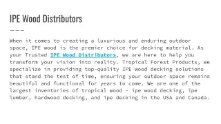 IPE Wood Distributors