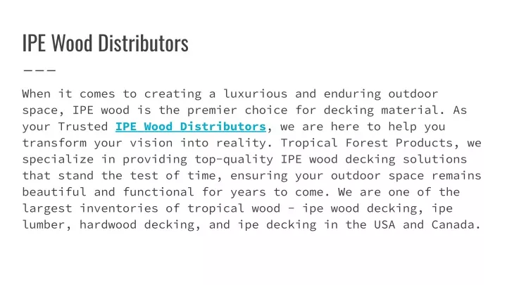 ipe wood distributors