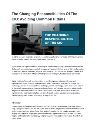 the changing responsibilities of the cio avoiding