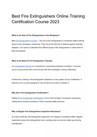 best fire extinguishers online training