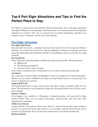 Top 8 Port Elgin Attractions and Tips to Find the Perfect Place to Stay