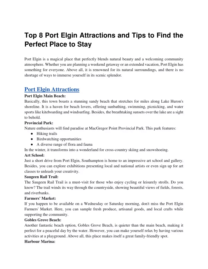 top 8 port elgin attractions and tips to find