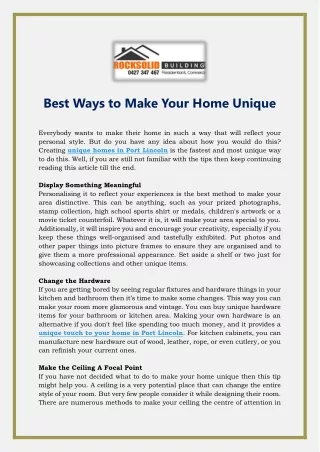 Best Ways to Make Your Home Unique