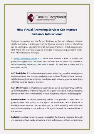 How Virtual Answering Services Can Improve Customer Interactions
