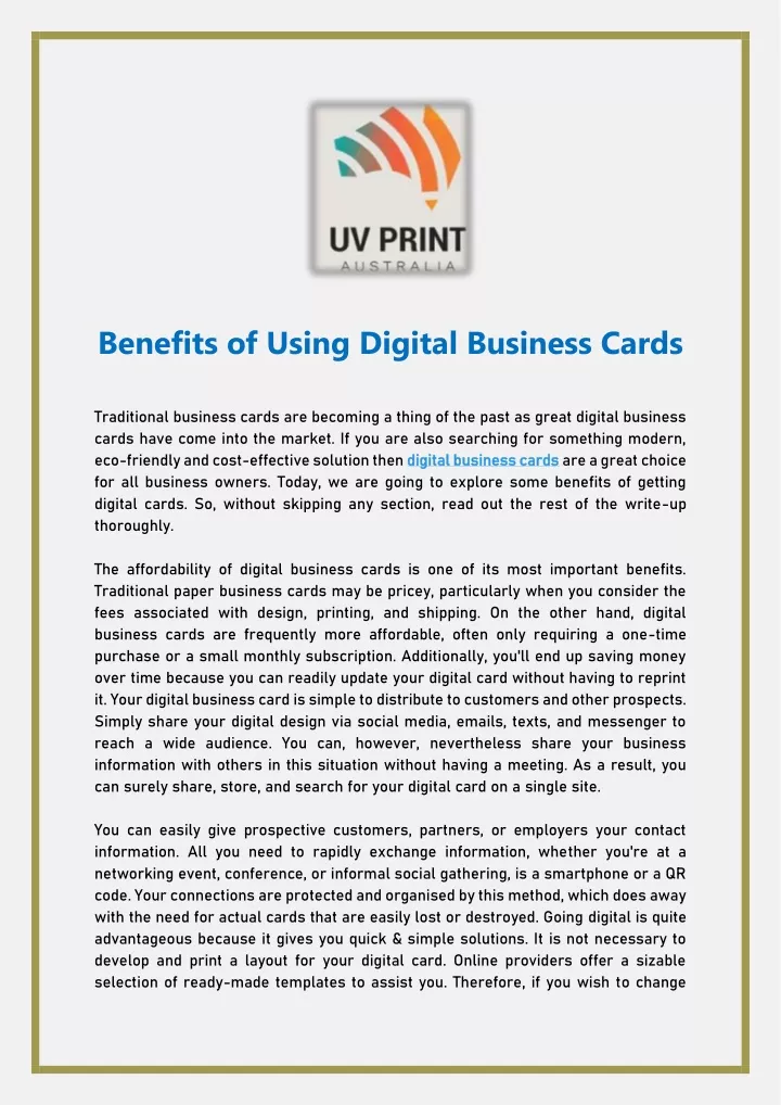 benefits of using digital business cards