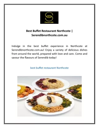 Best Buffet Restaurant Northcote  Serendibnorthcotecom