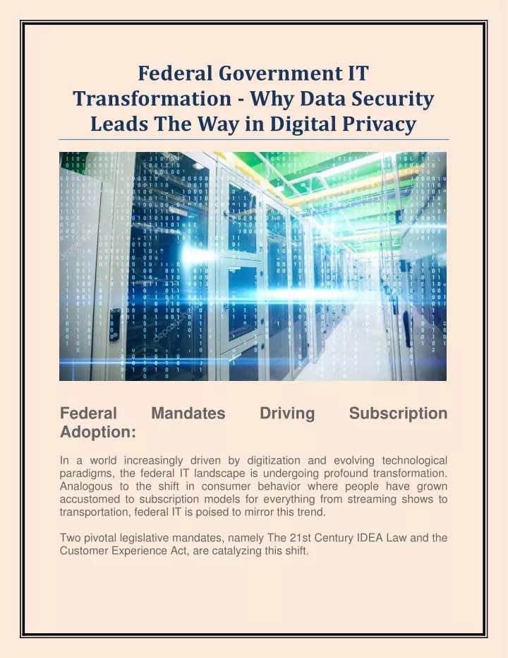 federal government it transformation why data