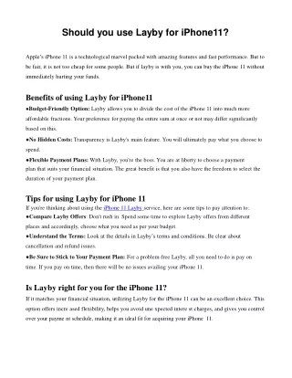 _Should you use Layby for iPhone11_