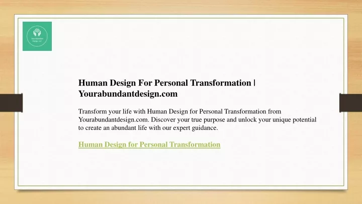 human design for personal transformation