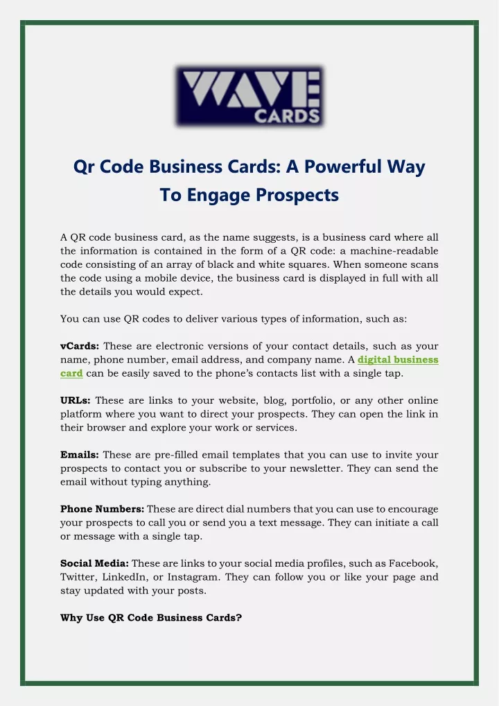 qr code business cards a powerful way to engage