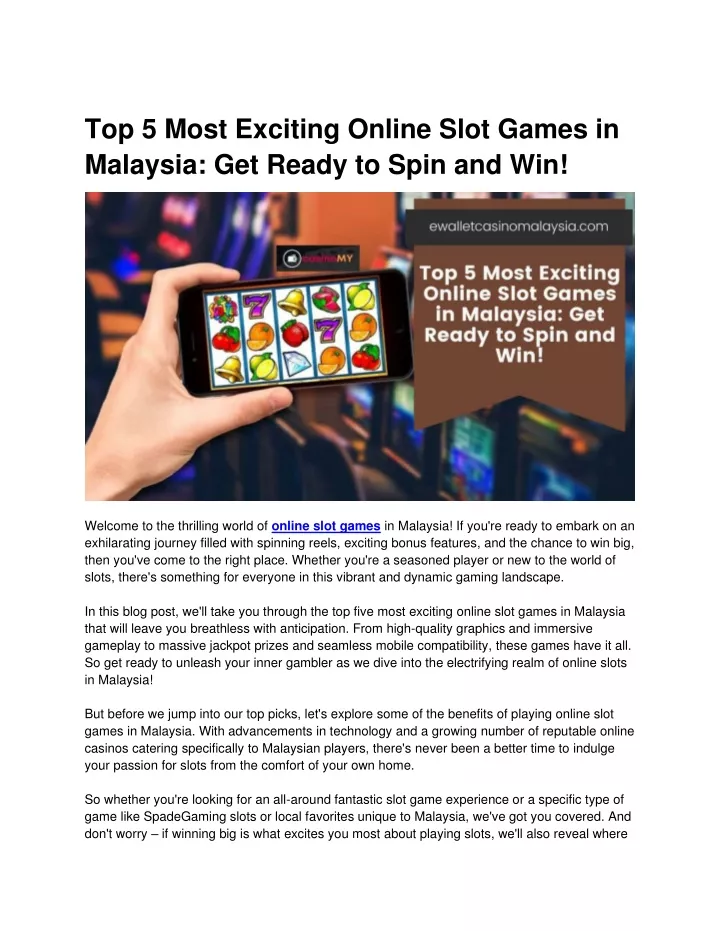 top 5 most exciting online slot games in malaysia