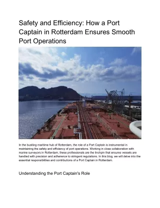 Port Captain in Rotterdam Ensures Smooth Port Operations
