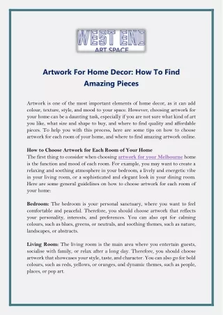 Artwork For Home Decor- How To Find Amazing Pieces