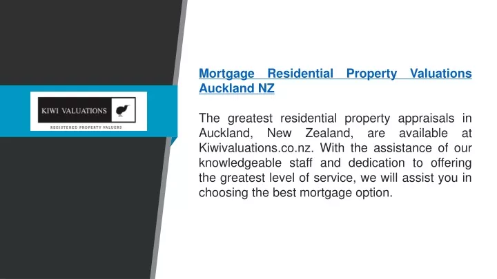 mortgage residential property valuations auckland