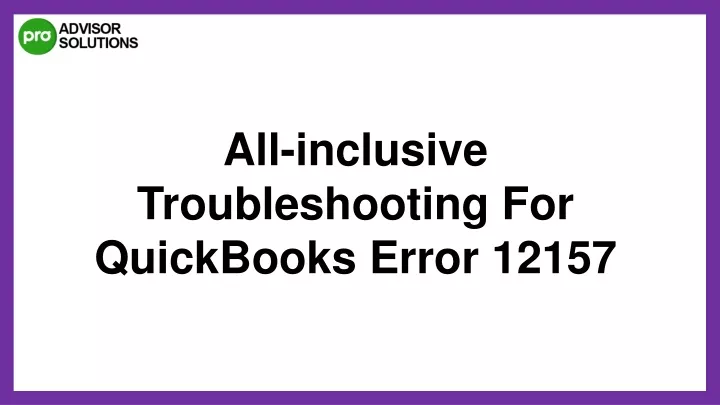 all inclusive troubleshooting for quickbooks