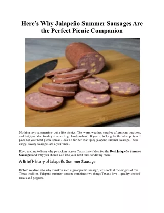 Heres Why Jalapeño Summer Sausages Are the Perfect Picnic Companion