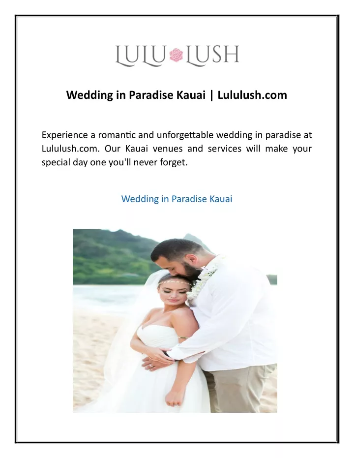 wedding in paradise kauai lululush com