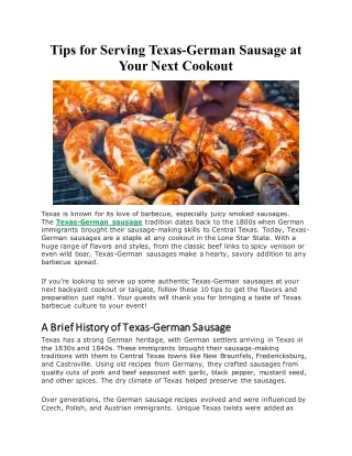 Tips for Serving Texas German Sausage at Your Next Cookout