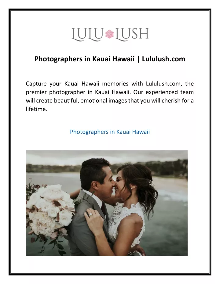 photographers in kauai hawaii lululush com