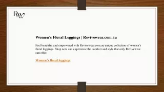 Women’s Floral Leggings  Revivewear.com.au